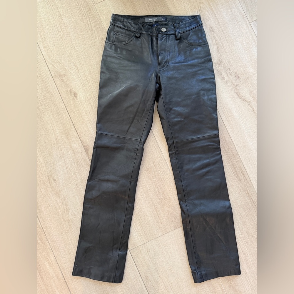 GAP Natural Leather Black Bootcut Jeans Size 0